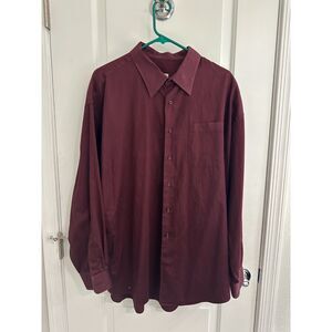 18.5 34/35 (2XL) Pronto Uomo Maroon Dress Shirt Button Up 100% Cotton Classic